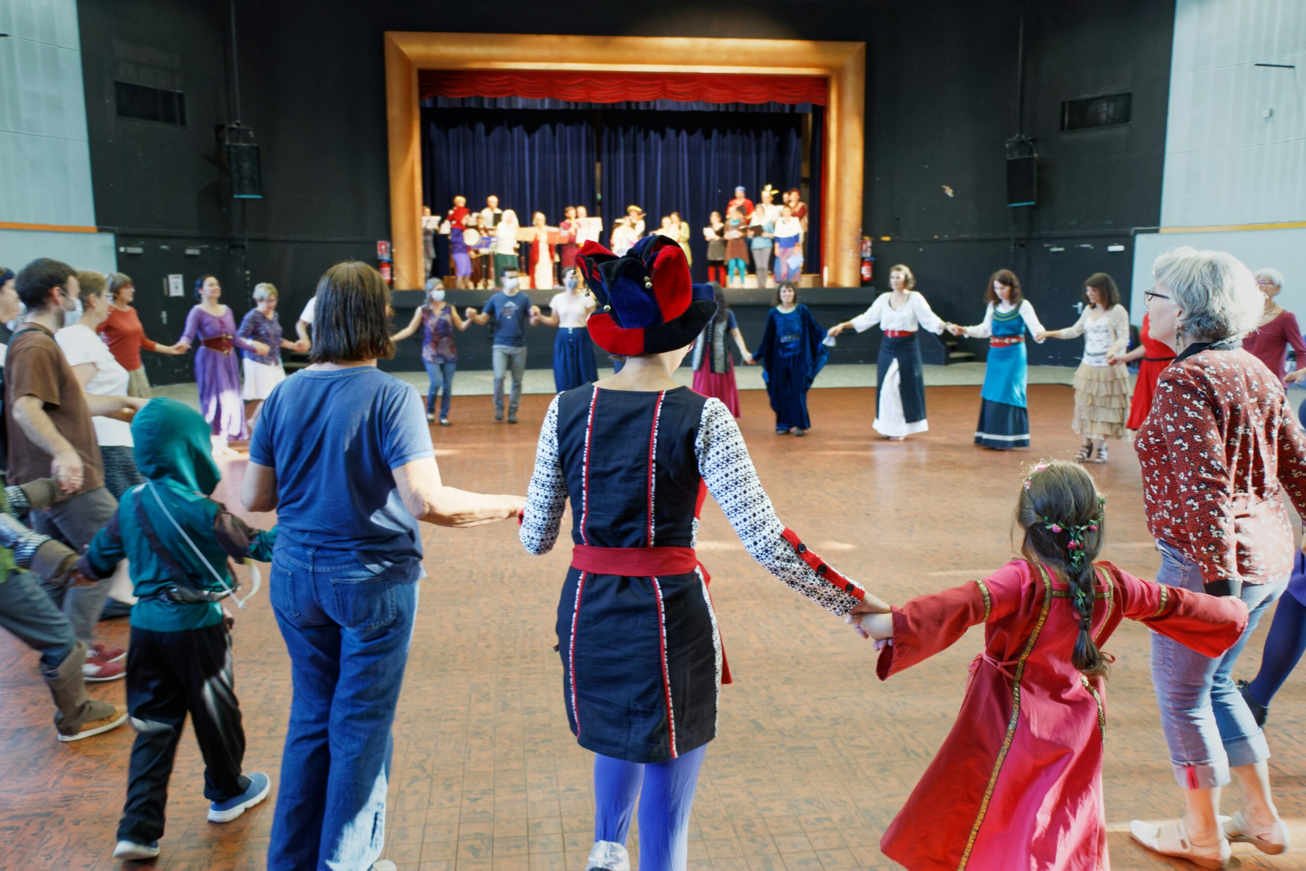 Children gathing in a circle for a fun event